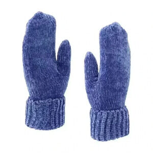 Kurt Geiger London women’s blue chunky ribbed‎ chenille mittens size OS